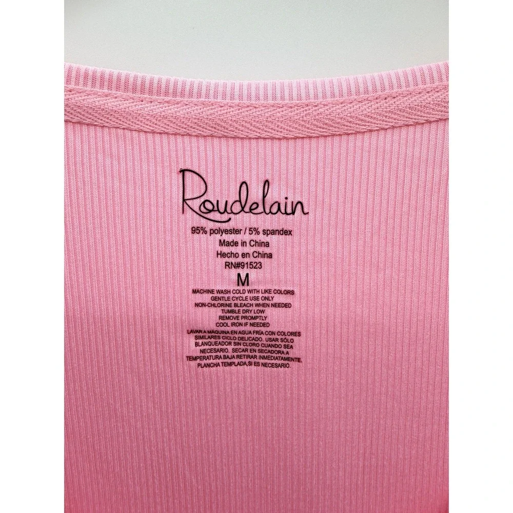 Roudelain Womens Medium Short Sleeve Ribbed Henley Sleep Shirt Orchid Pink 952